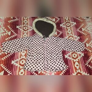 ✨ Carter’s Girls Puffer Winter Coat – Size 2T – Pink & Brown Polka Dots ✨